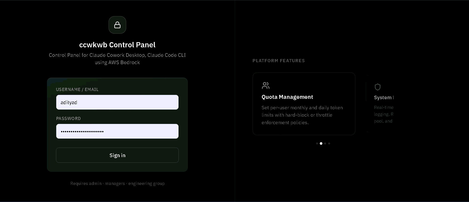 Admin Dashboard — Real-time Metrics
